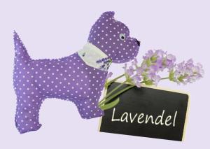Handmade Design - Lavendelkissen - Duftkissen - Zierkissen - mit echtem Lavendel (Hund - Lila, 19 x 23 cm)